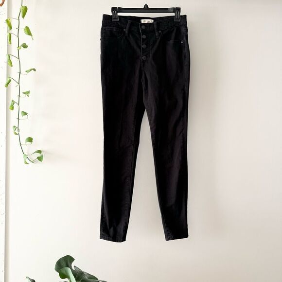 Madewell 9" Mid-Rise Button Front High Waist‎ Skinny Jeans M3088 Black Size 28 - Picture 3 of 8